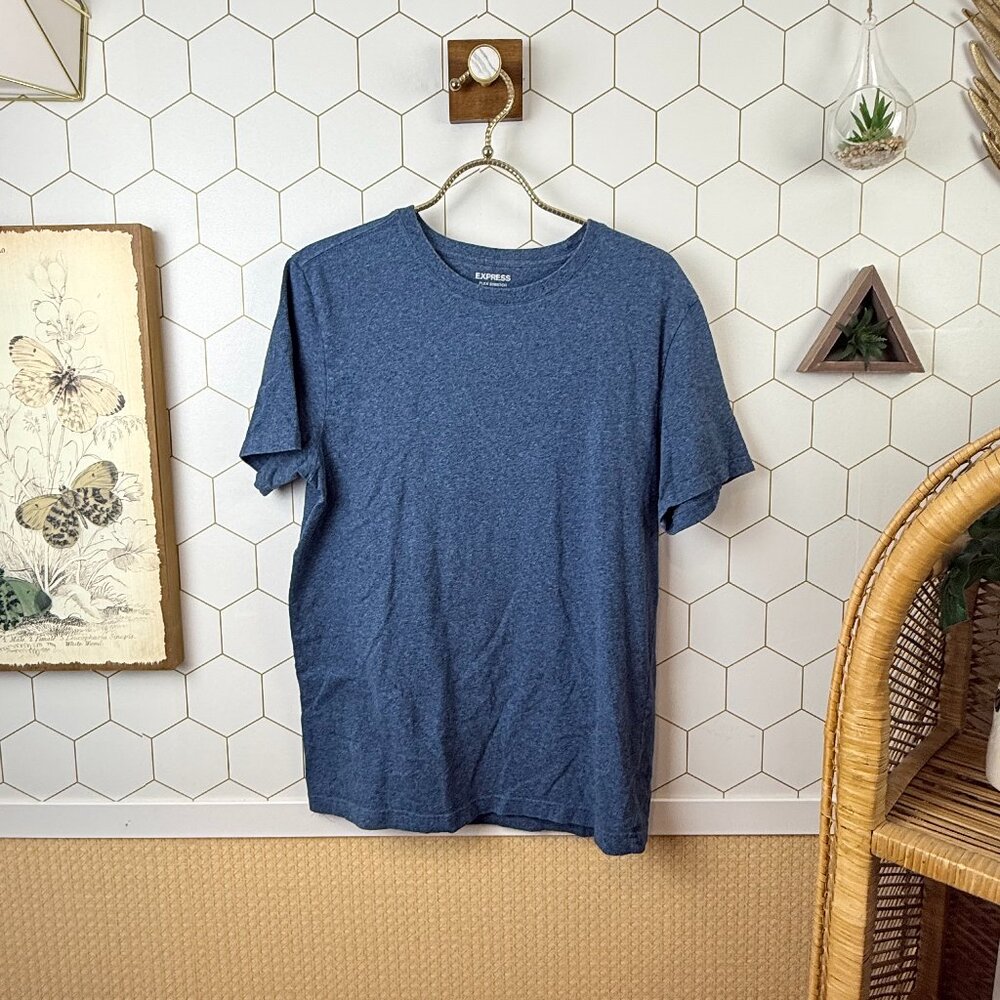 Express Men's Blue Crewneck – Classic Short Sleeve Everyday Tee - Size - Medium